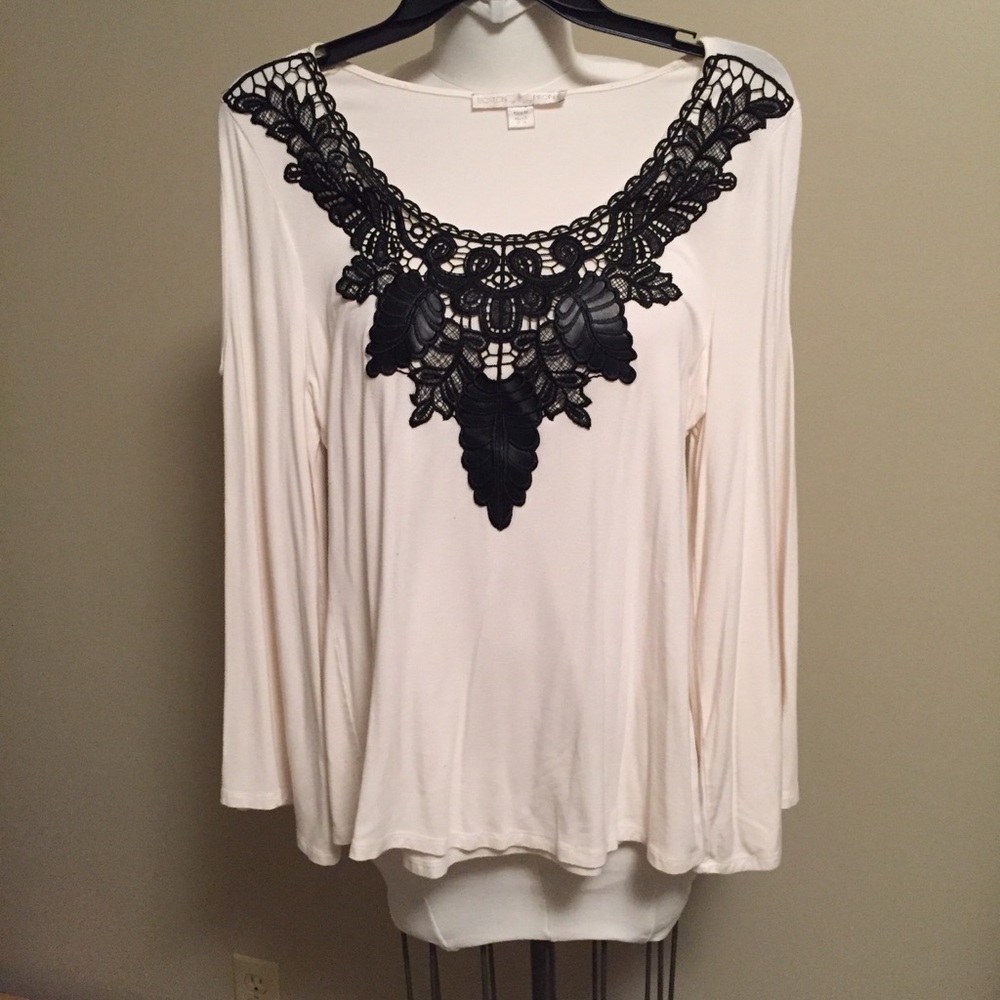 Leather and Lace Embellished Top